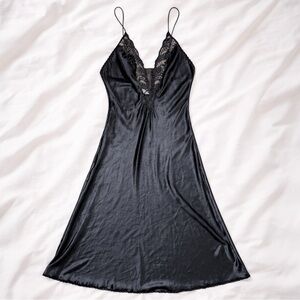 VAL Mode Lingerie Women’s Vintage Black Lace Long Slip Dress Size Medium